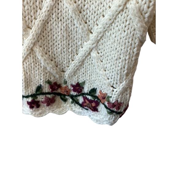 Vintage Kimberly Hope White & Pink Floral Knit Grandma Sweater Women's Large - Picture 8 of 11